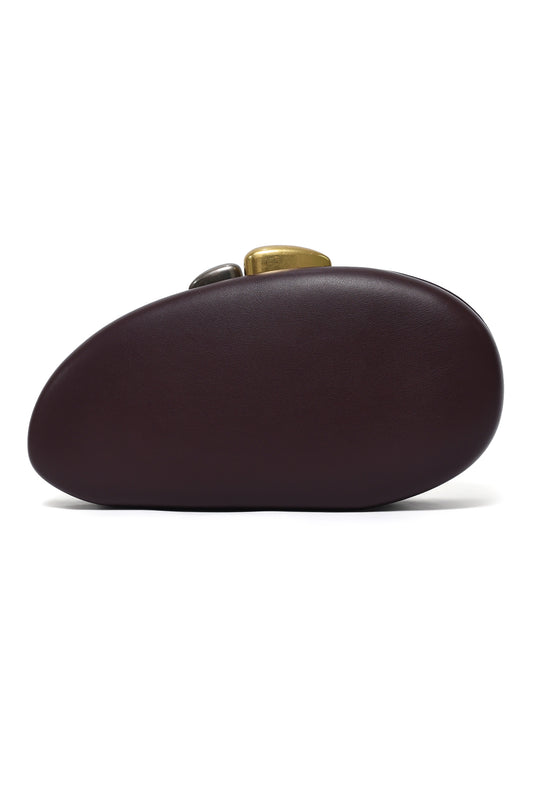 SCULPT OVAL CLUTCH-COFFEE