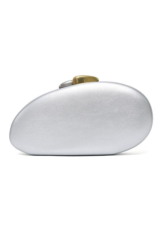 SCULPT OVAL CLUTCH-SILVER