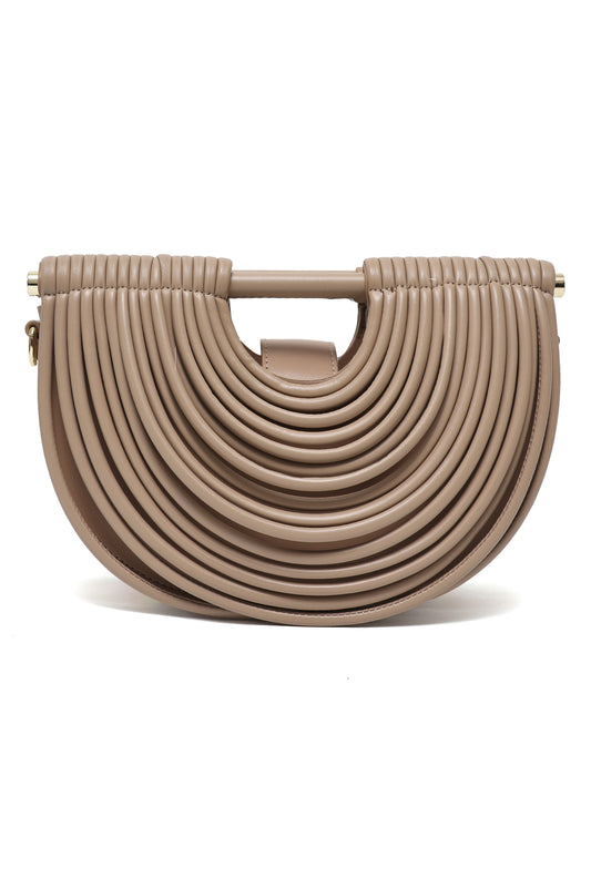 HALF-MOON DESIGNER HAND BAG-BEIGE