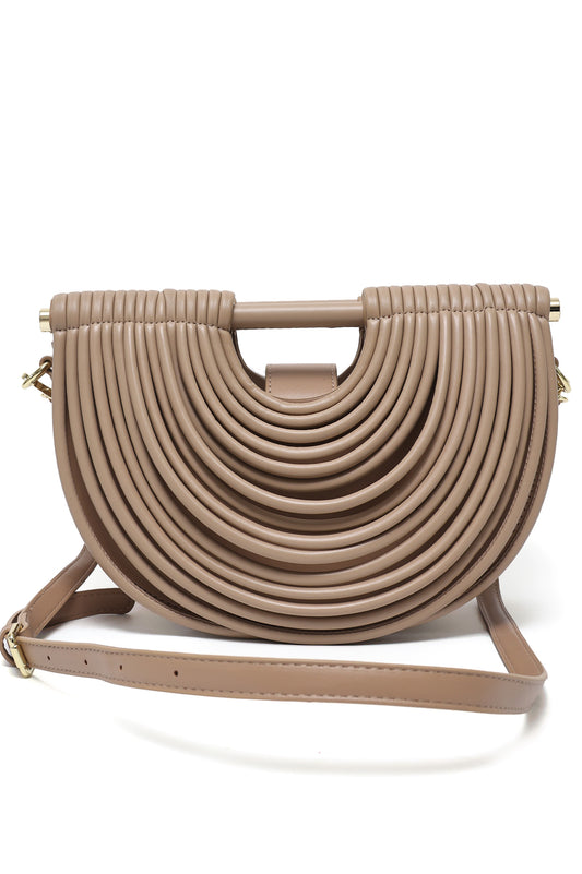 HALF-MOON DESIGNER HAND BAG-BEIGE