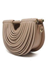 HALF-MOON DESIGNER HAND BAG-BEIGE
