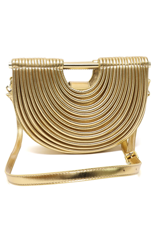 HALF-MOON DESIGNER HAND BAG-GOLD