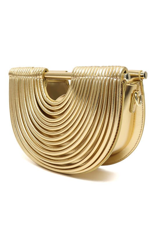 HALF-MOON DESIGNER HAND BAG-GOLD