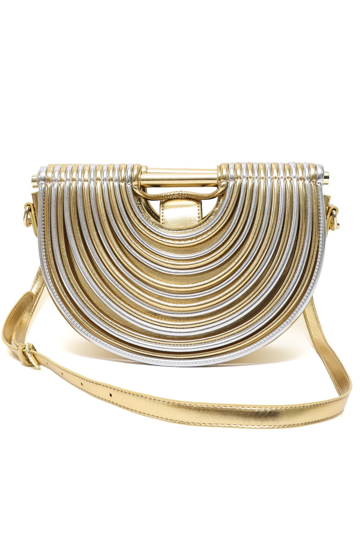 HALF-MOON DESIGNER HAND BAG-LT/GOLD