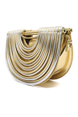 HALF-MOON DESIGNER HAND BAG-LT/GOLD