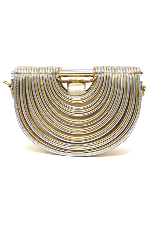 HALF-MOON DESIGNER HAND BAG-LT/GOLD