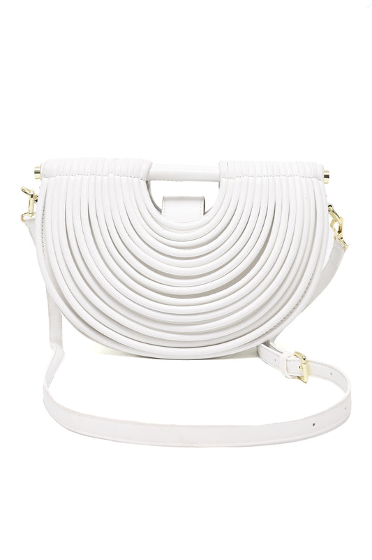 HALF-MOON DESIGNER HAND BAG-WHITE