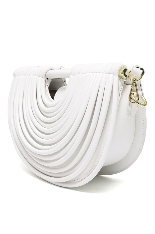 HALF-MOON DESIGNER HAND BAG-WHITE