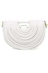 HALF-MOON DESIGNER HAND BAG-WHITE