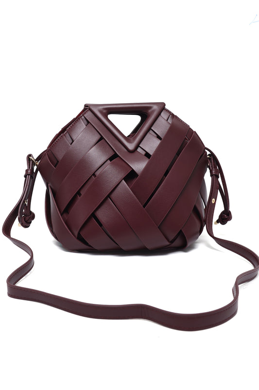 LATTICE MODERN HAND BAG-WINE