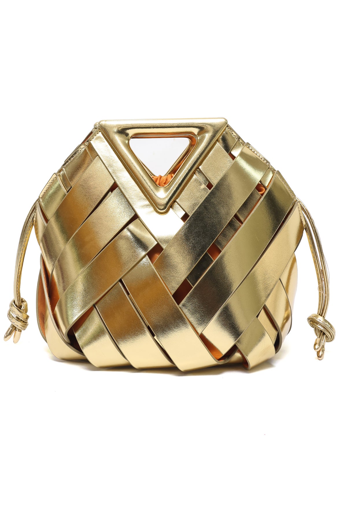 LATTICE MODERN HAND BAG-GOLD