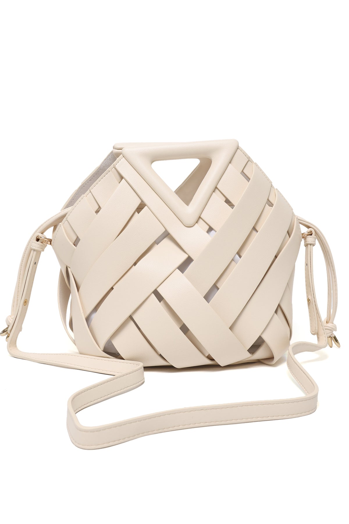 LATTICE MODERN HAND BAG-WHITE
