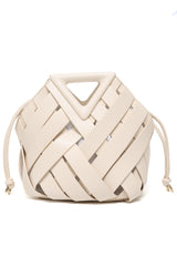 LATTICE MODERN HAND BAG-WHITE