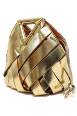 LATTICE MODERN HAND BAG-GOLD