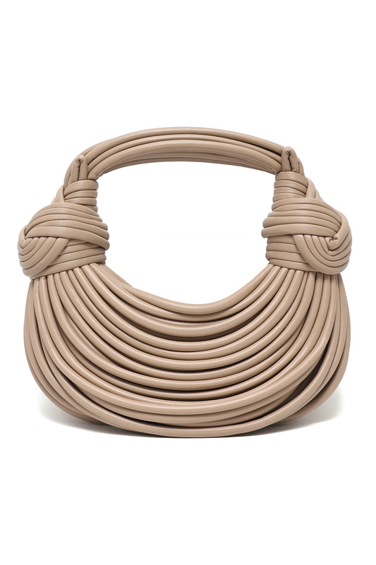 TEXTURED DESIGNER HANDBAG-BEIGE