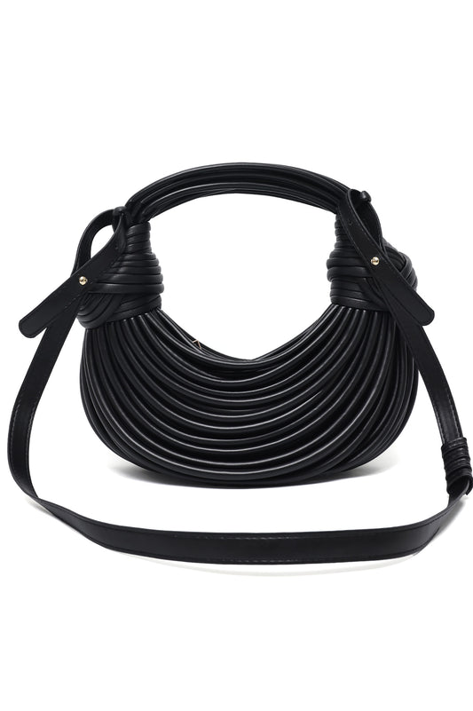 TEXTURED DESIGNER HANDBAG-BLACK