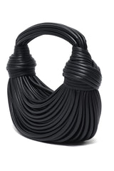 TEXTURED DESIGNER HANDBAG-BLACK