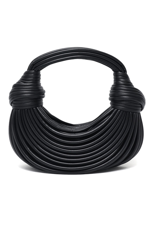 TEXTURED DESIGNER HANDBAG-BLACK