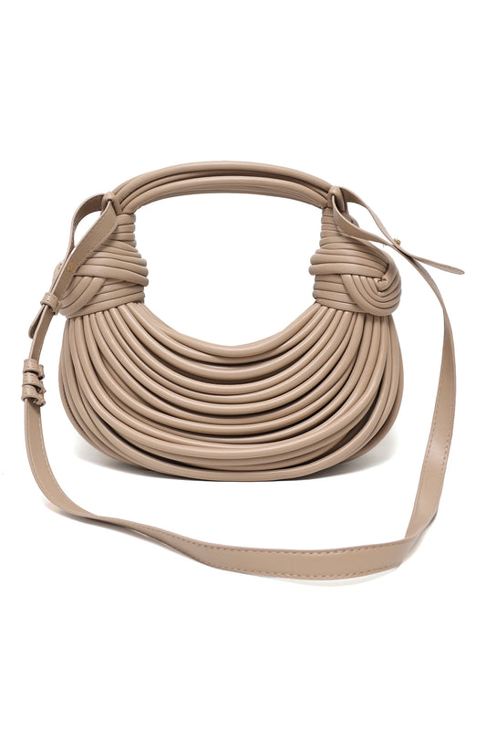 TEXTURED DESIGNER HANDBAG-BEIGE