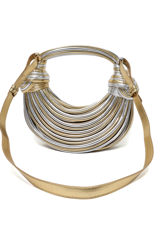 TEXTURED DESIGNER HANDBAG-GOLD