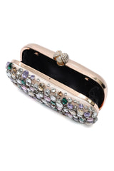 JEWEL MOSAIC PEARL CLASP CLUTCH-CHAMPAGNE