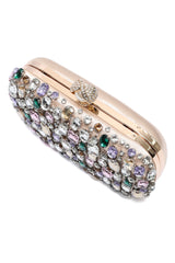 JEWEL MOSAIC PEARL CLASP CLUTCH-CHAMPAGNE