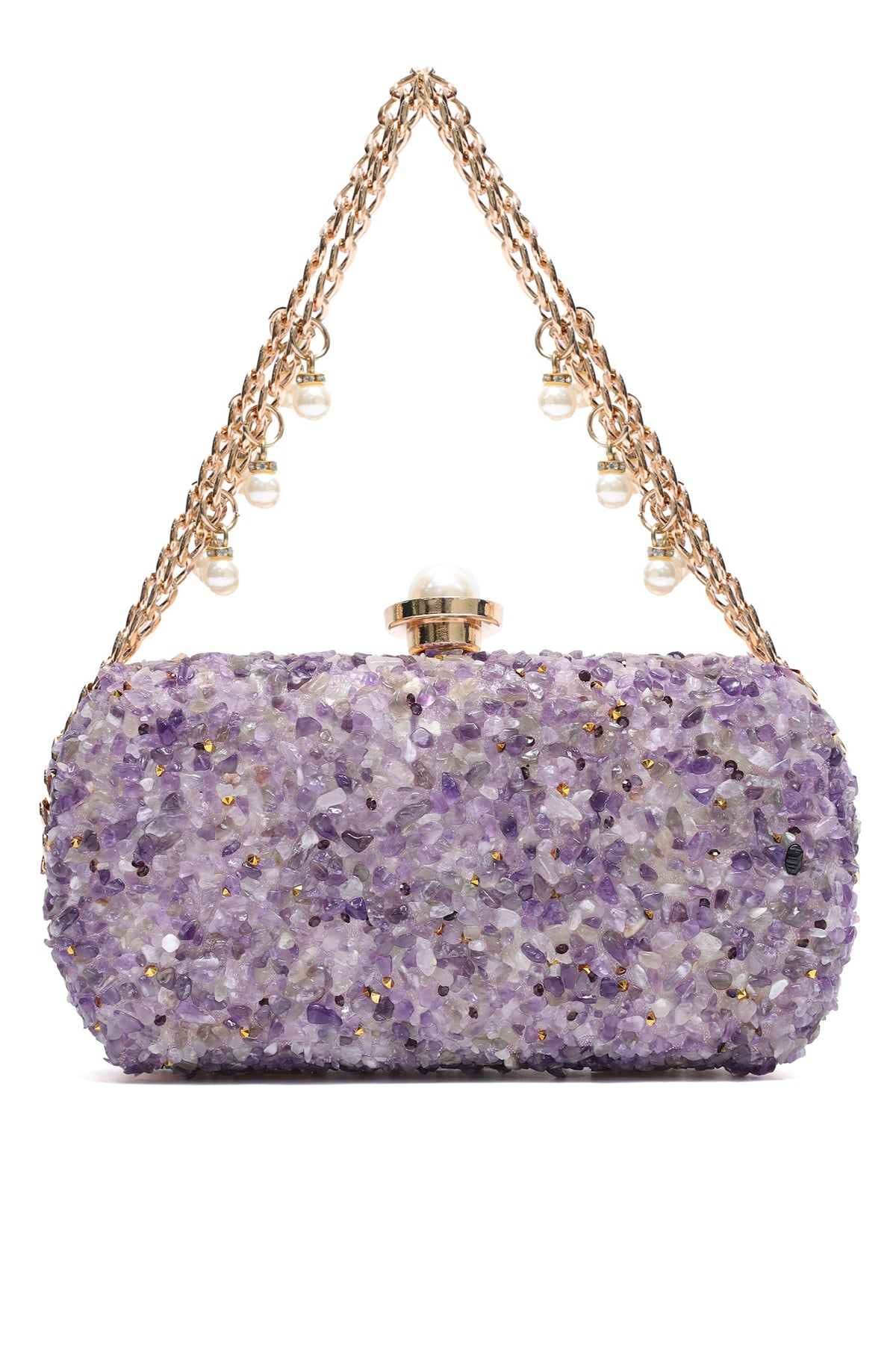 PEBBLE CRUSH PEARL CLUTCH -PURPLE
