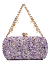 PEBBLE CRUSH PEARL CLUTCH -PURPLE