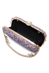 PEBBLE CRUSH PEARL CLUTCH -PURPLE