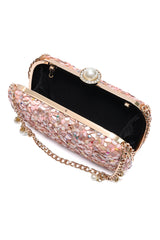 PEBBLE CRUSH PEARL CLUTCH -PINK