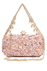 PEBBLE CRUSH PEARL CLUTCH -PINK