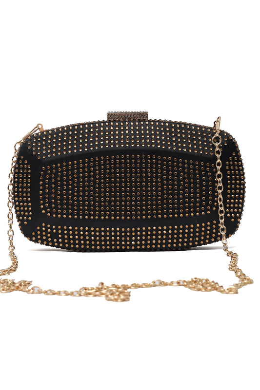 SLEEK LUXURIOUS CLUTCH-BLACK/GOLD