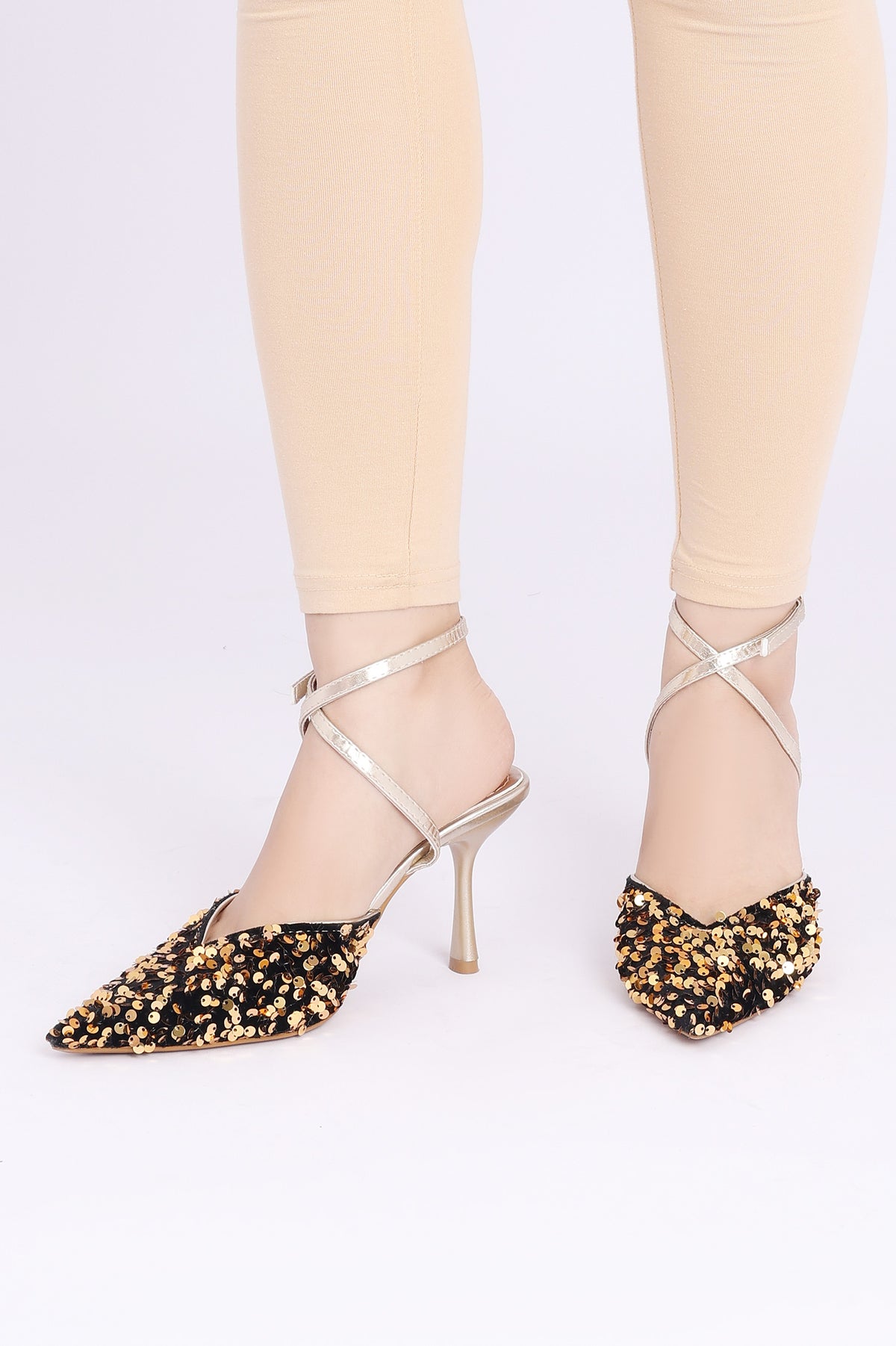 SEQUIN HEELS-GOLD