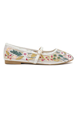 WILDFLOWER DREAM EMBROIDERED FLAT-WHITE