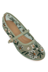 WILDFLOWER DREAM EMBROIDERED FLAT-L-GREEN
