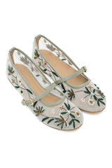 WILDFLOWER DREAM EMBROIDERED FLAT-L-GRN-PINK