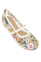 WILDFLOWER DREAM EMBROIDERED FLAT-WHITE