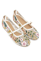 WILDFLOWER DREAM EMBROIDERED FLAT-WHITE