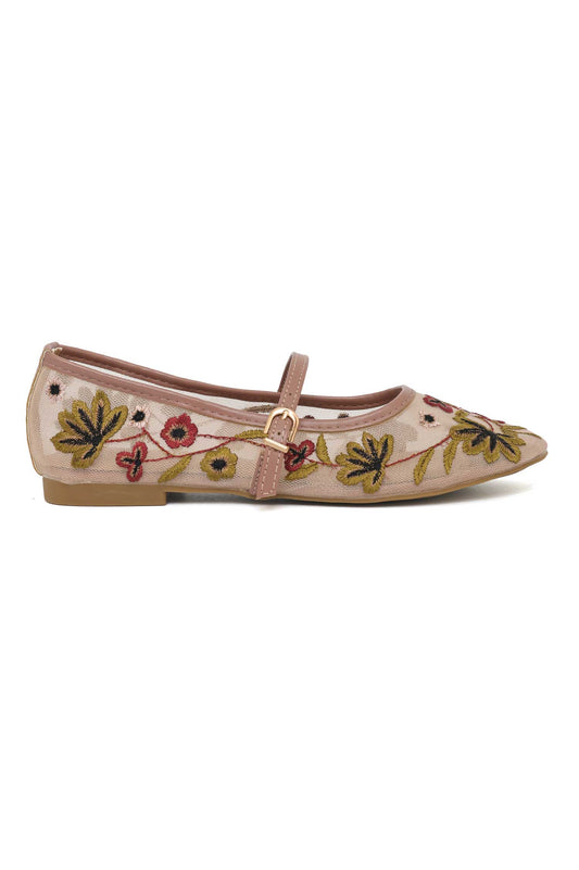 WILDFLOWER DREAM EMBROIDERED FLAT-NUDE