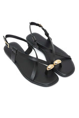 SOLACE STRIDE METAL TRIM SANDALS-BLACK