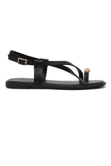 SOLACE STRIDE METAL TRIM SANDALS-BLACK