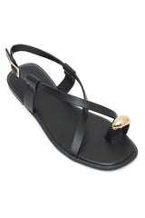 SOLACE STRIDE METAL TRIM SANDALS-BLACK