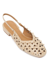 PRISM SPIKE SLINGBACK FLATS-BEIGE