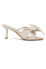 NOIR FLORA KNOT HEEL- BEIGE
