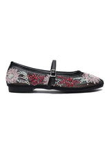 FLORAL MESH BALLERINAS-BLACK
