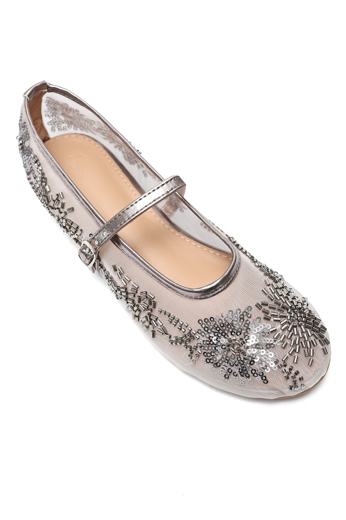 FLORAL MESH BALLERINAS-GUN
