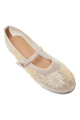 FLORAL MESH BALLERINAS-BEIGE