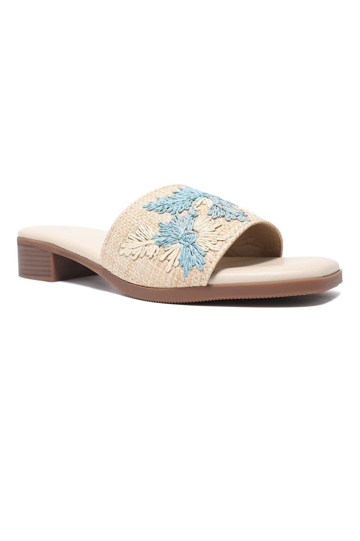 EMBROIDERED WEAVE HEEL-BLUE