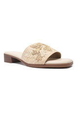 EMBROIDERED WEAVE HEEL-BEIGE