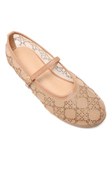 DIAMOND BLOOM BALLET FLATS-CAMEL